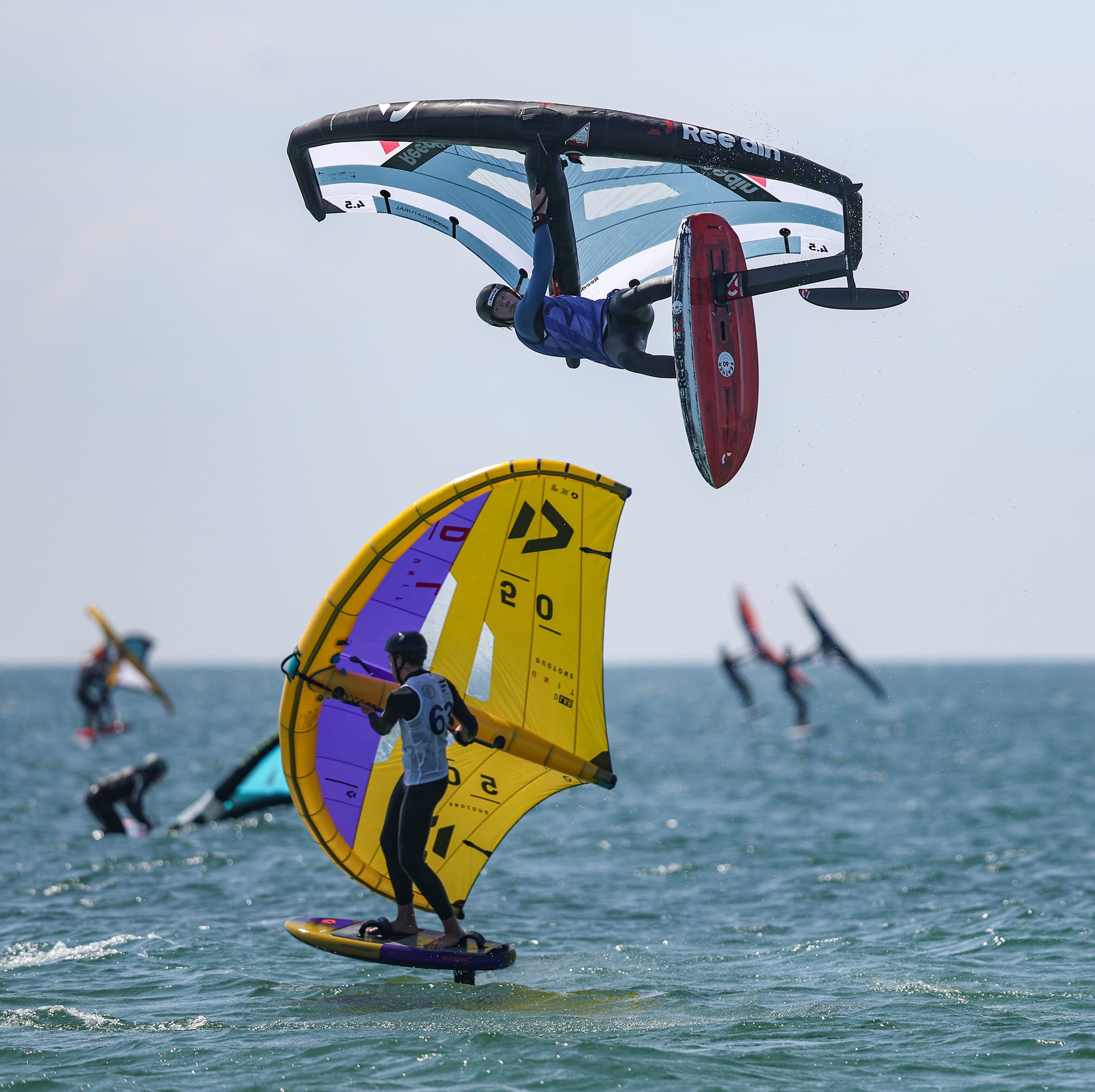 Wings on Fire — Contest, Performance. Freestyle competition in tow-in or standard format, close to the beach, live hosted with 3 judges.